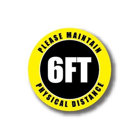 Ergomat 16in CIRCLE SIGNS Please Maintain 6FT Physical Distance DSV-SIGN 256 #3916 -UEN